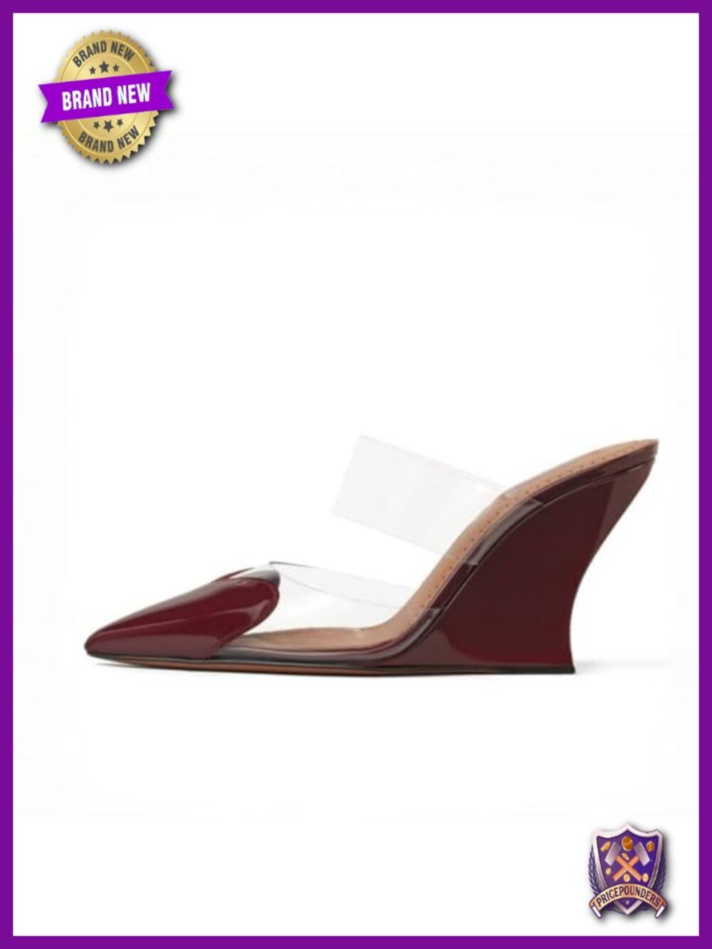 Clear Wedge Sandals Pointed Toe High Heels Slip On Mule Heels for Party Prom - Picture 5 of 6